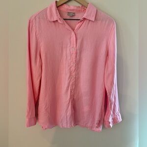 J. Jill Women’s 100% Linen Pink Button-Down Shirt